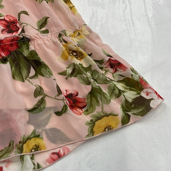 Kate & Lily Petite Floral Ruffles Sleeveless Halter Pink Roses Dress Size 10P - Picture 14 of 16